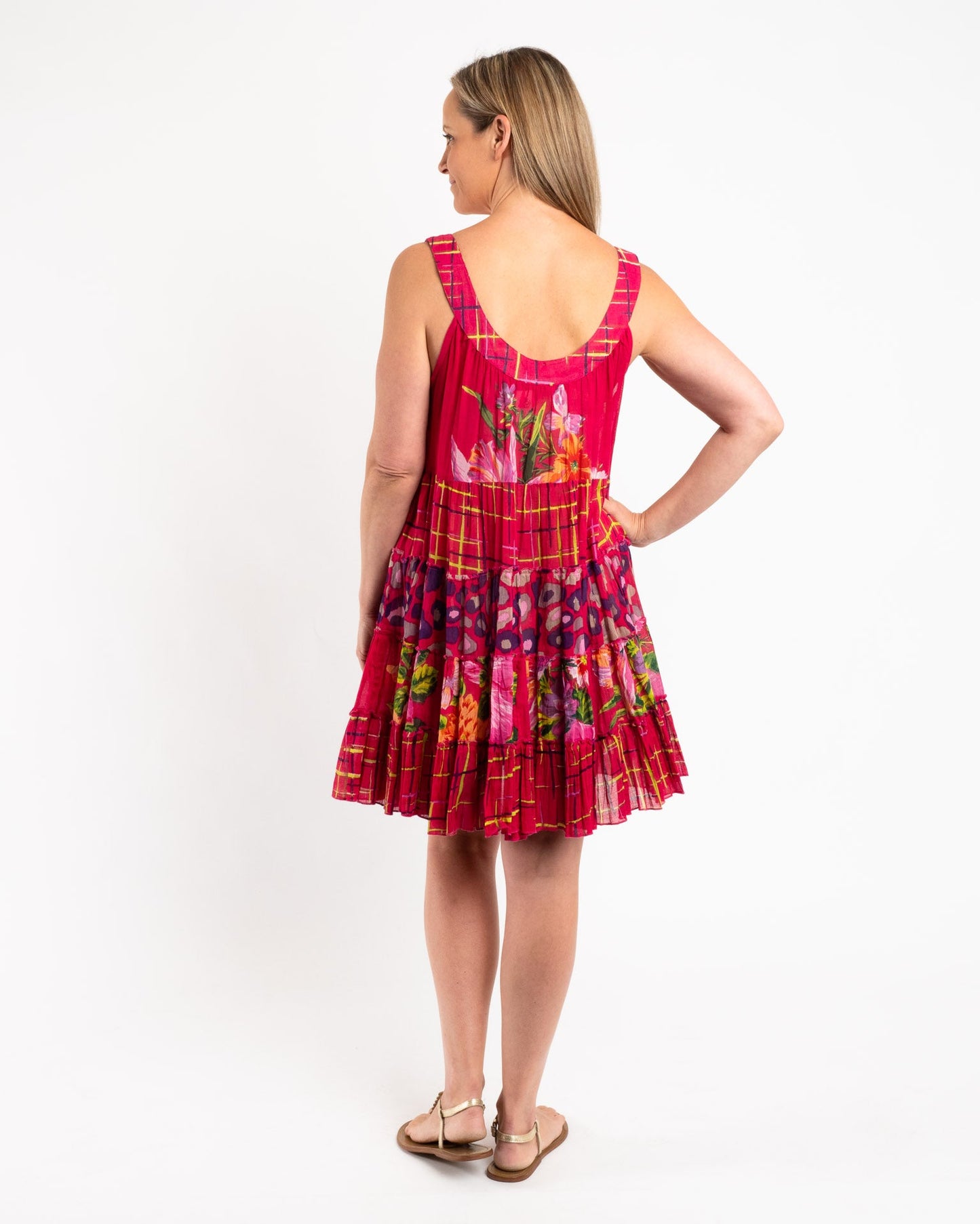 Round Neck Summer Garden Above the Knee Panel Dress