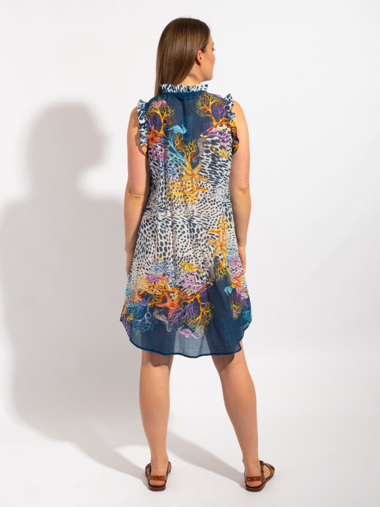 Chilli Style Dress in Blue Leopard