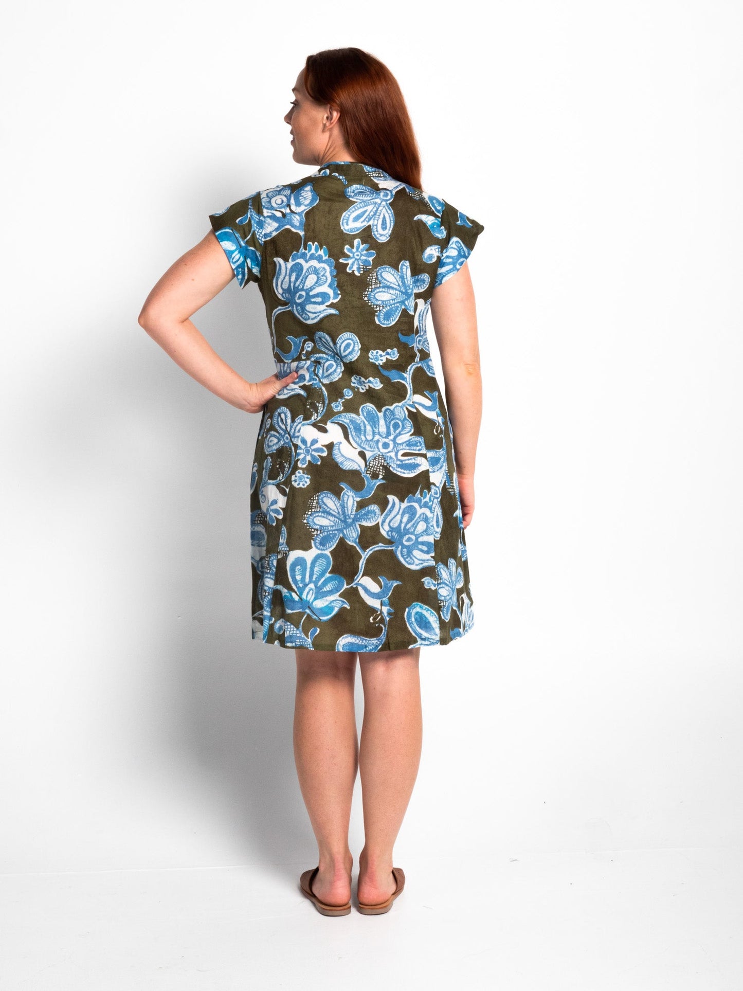 Mareeba Dress Cap Sleeve in Kale Floral