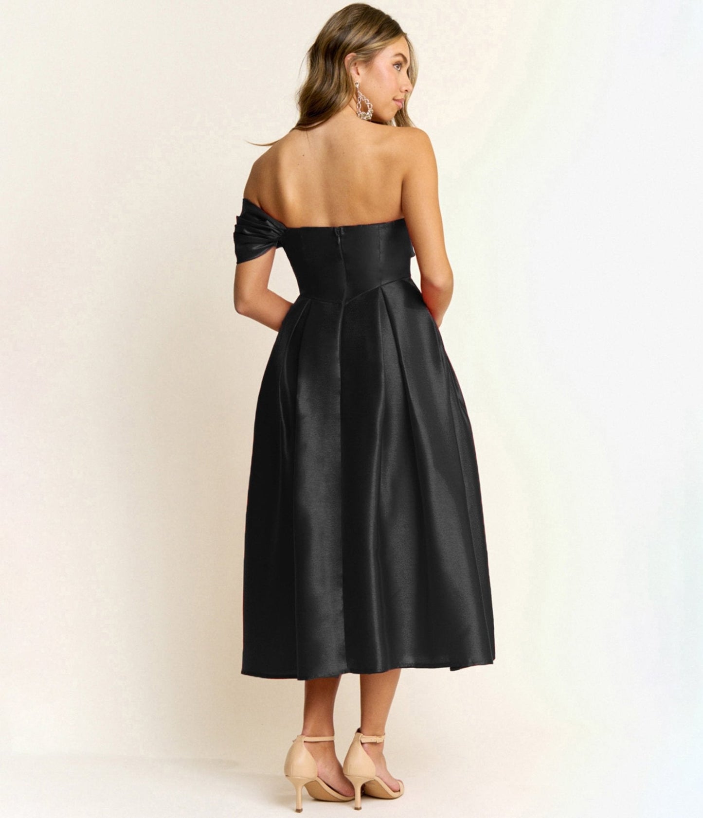 Black Off The Shoulder Midi Dress