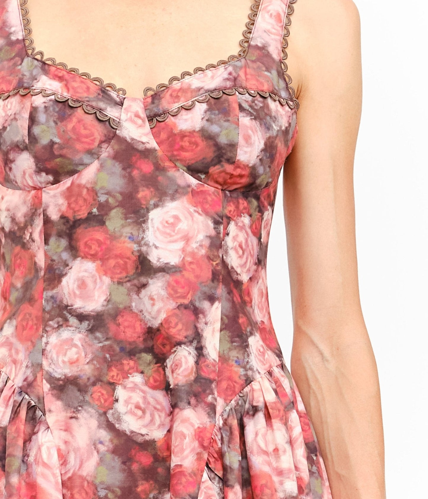 Pink Rose Cotton Midi Dress