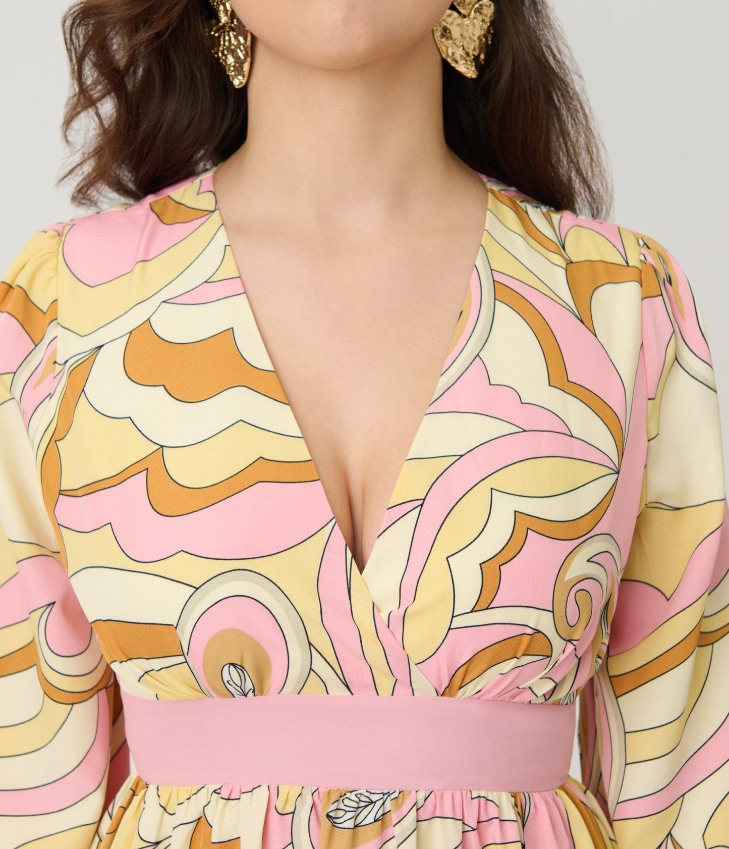 Unique Vintage Pink Paisley Maxi Dress