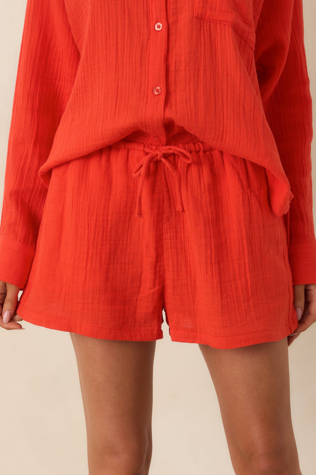 Z Supply Daylight Poppy Red Airy Cotton Gauze Shorts