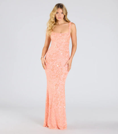 Darlene Cutout Back Bodycon Sequin Formal Dress