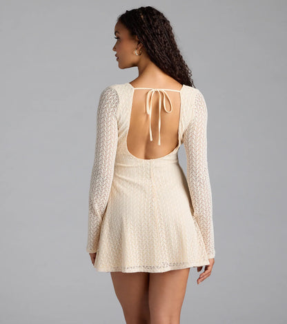 Dreamy Boho Bell Sleeve Knit Mini Dress