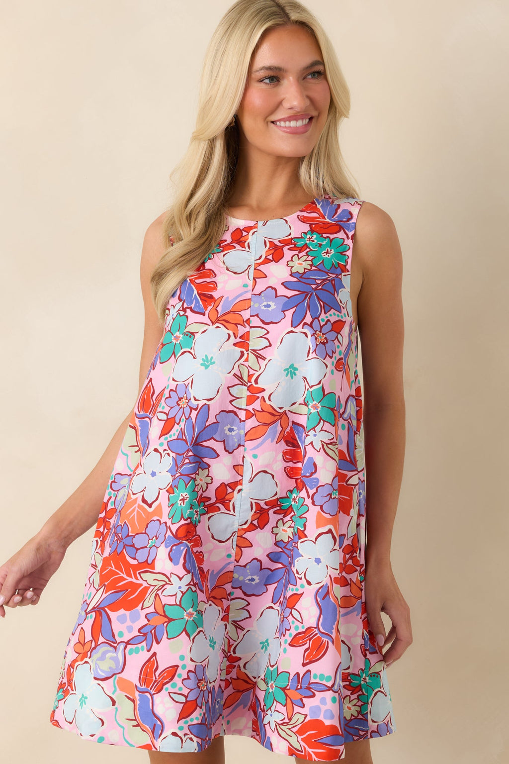 Cabana Crush Pink Multi Floral Mini Dress