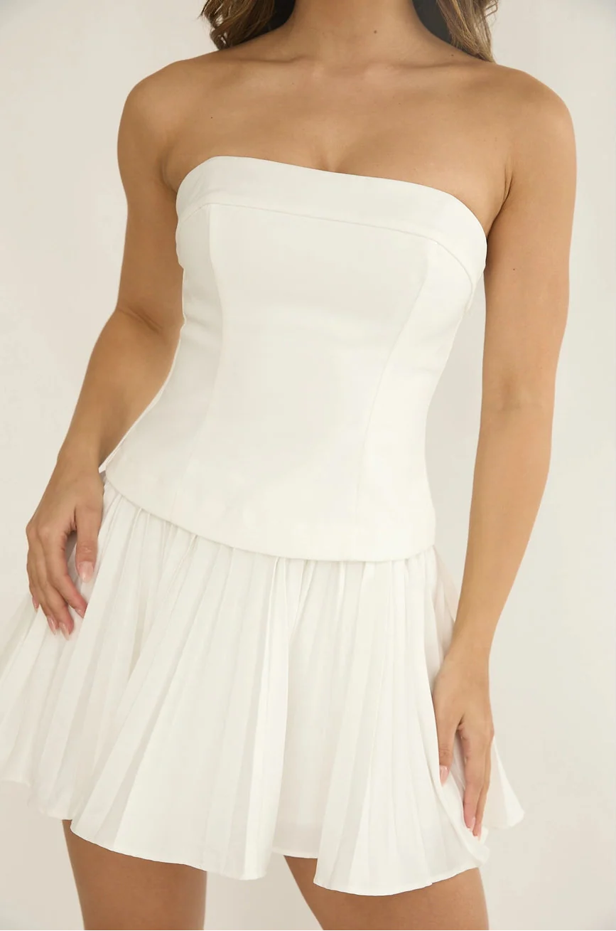 Strapless Pleated Mini Dress