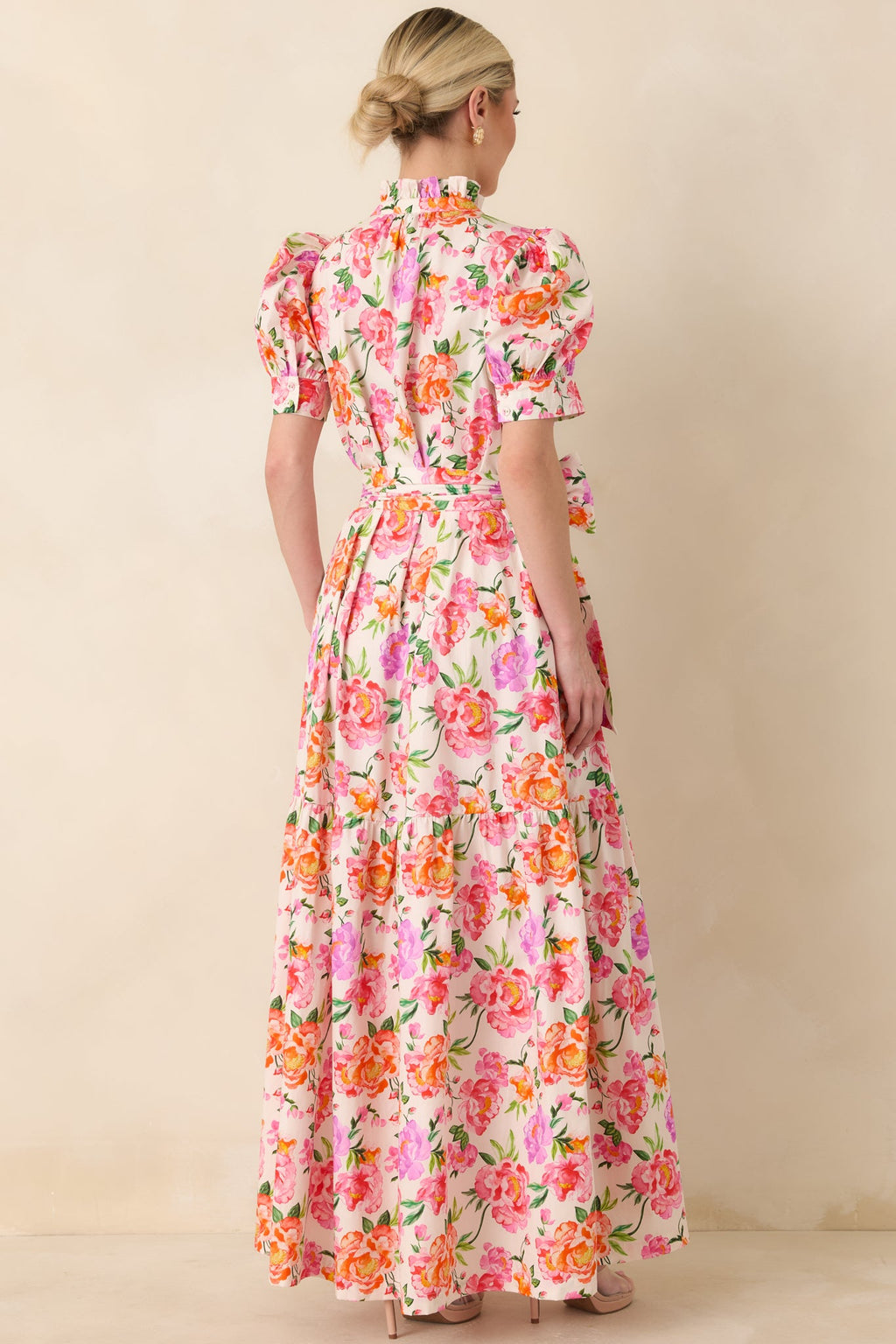Prosperina Marguerite Pink Multi Floral Cotton Maxi Dress