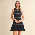 Floral Lace Tiered Trim Mini Dress