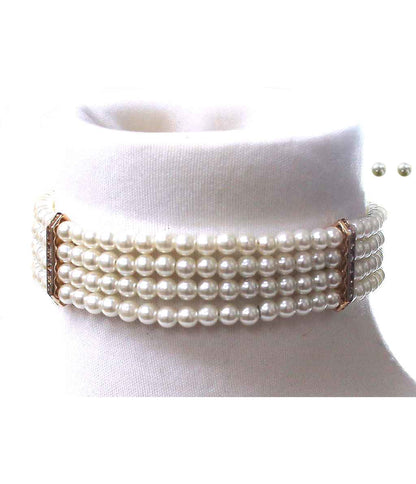 Stacked Faux Pearl Choker Necklace
