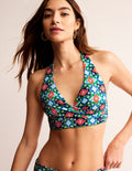 Levanzo Halter Bikini Top-Green Tambourine, Coastal Tile