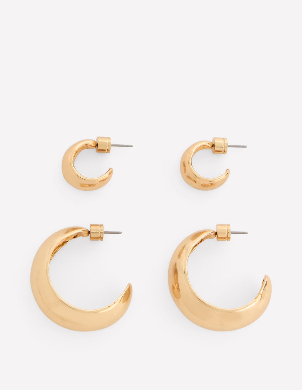 Smooth Dome 2-pack Earrings-Gold Colour
