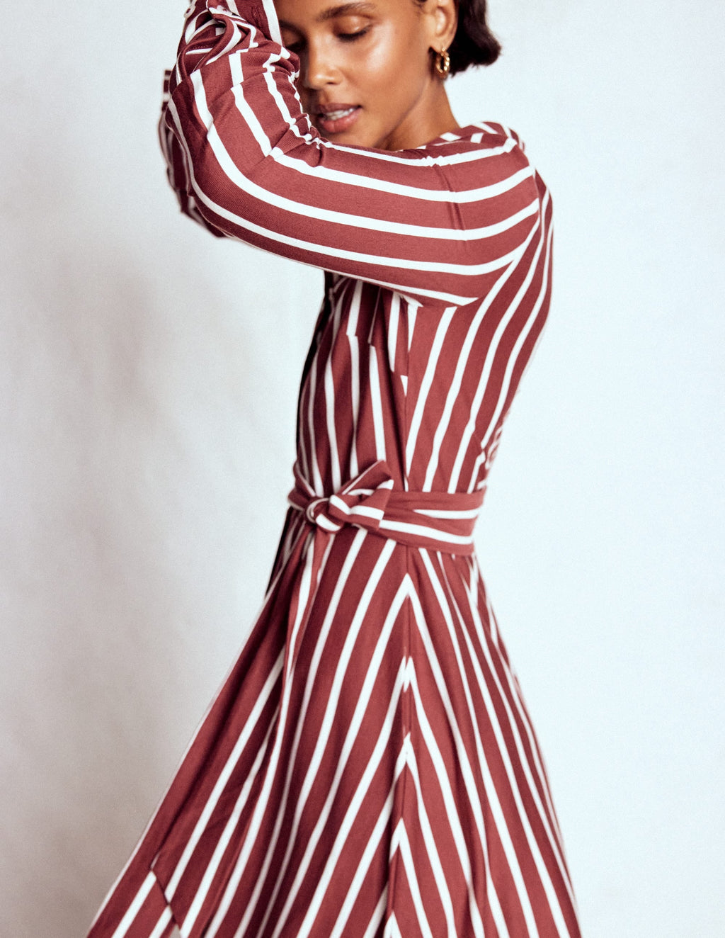 Marcia Jersey Shirt Dress-Burnt Orange, Painted Dot