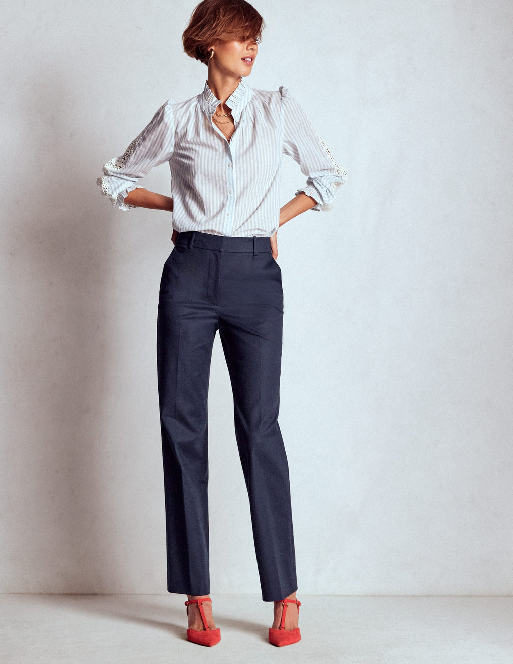 Canonbury Cotton Pants-Navy