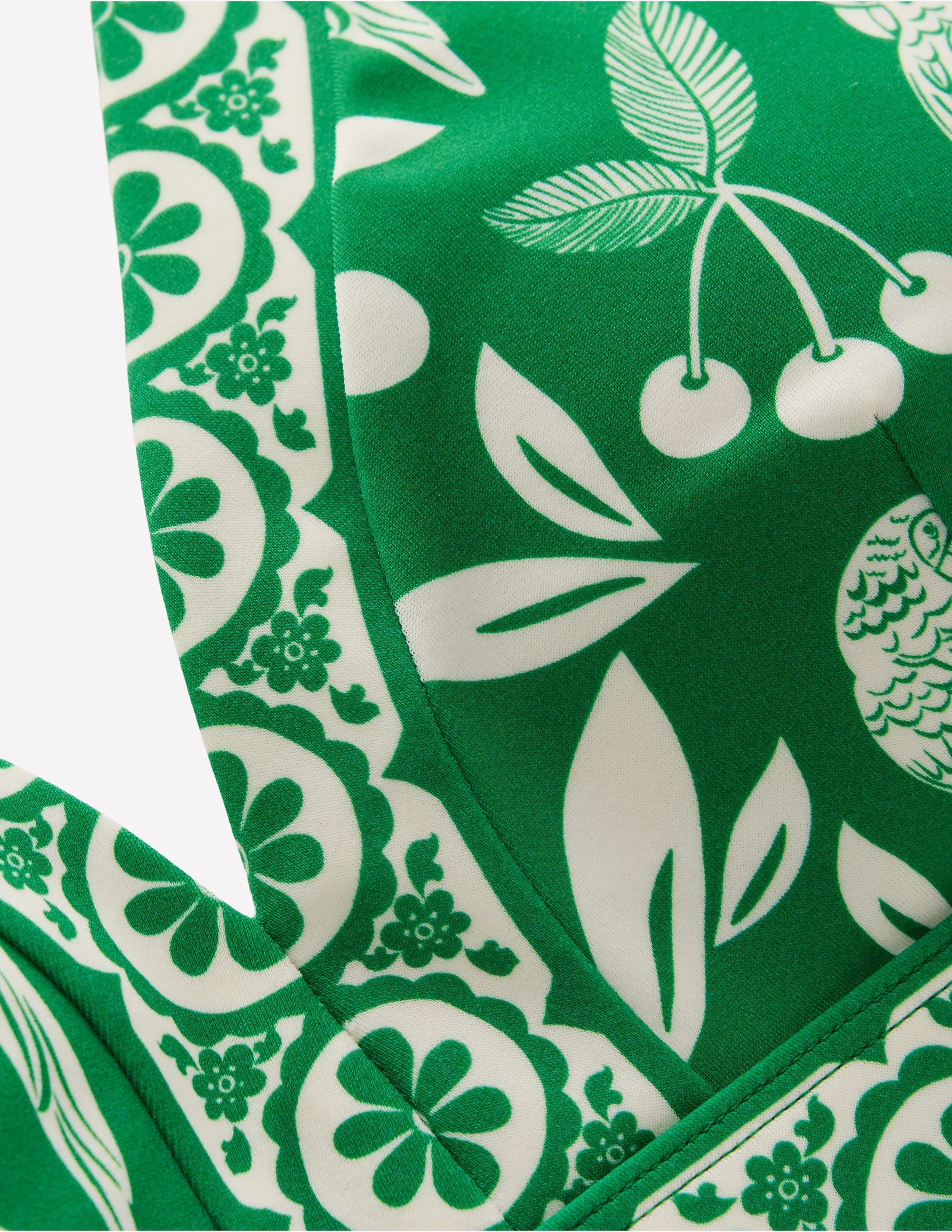 Ios V Panel Bikini Top-Rich Emerald, Ornate Tropics