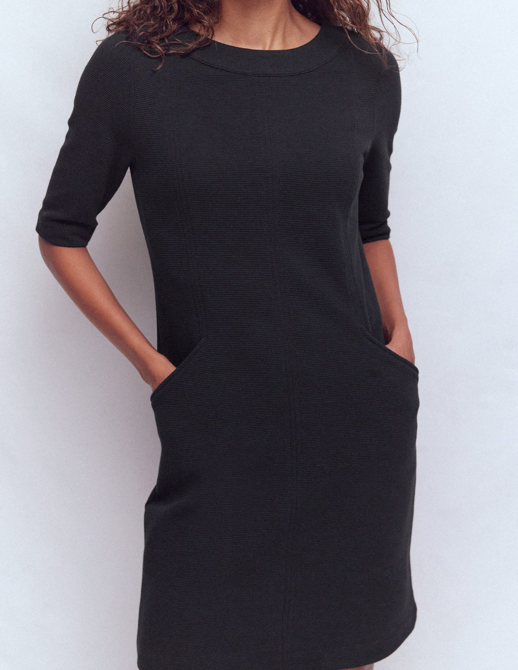 Nessa Ottoman Shift Dress-Black