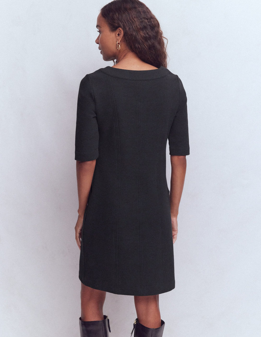 Nessa Ottoman Shift Dress-Black