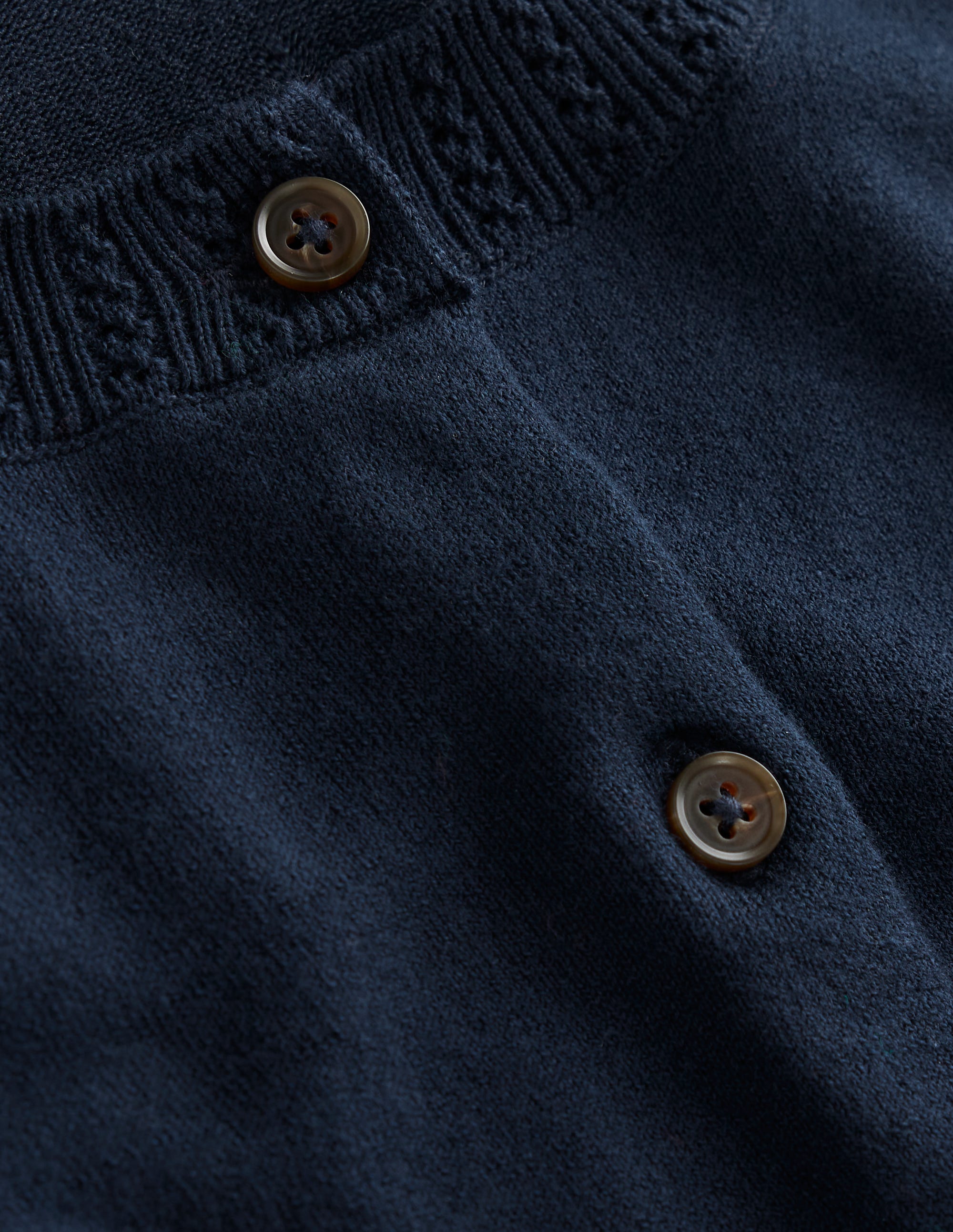 Emilia Cotton Crew Cardigan-Navy