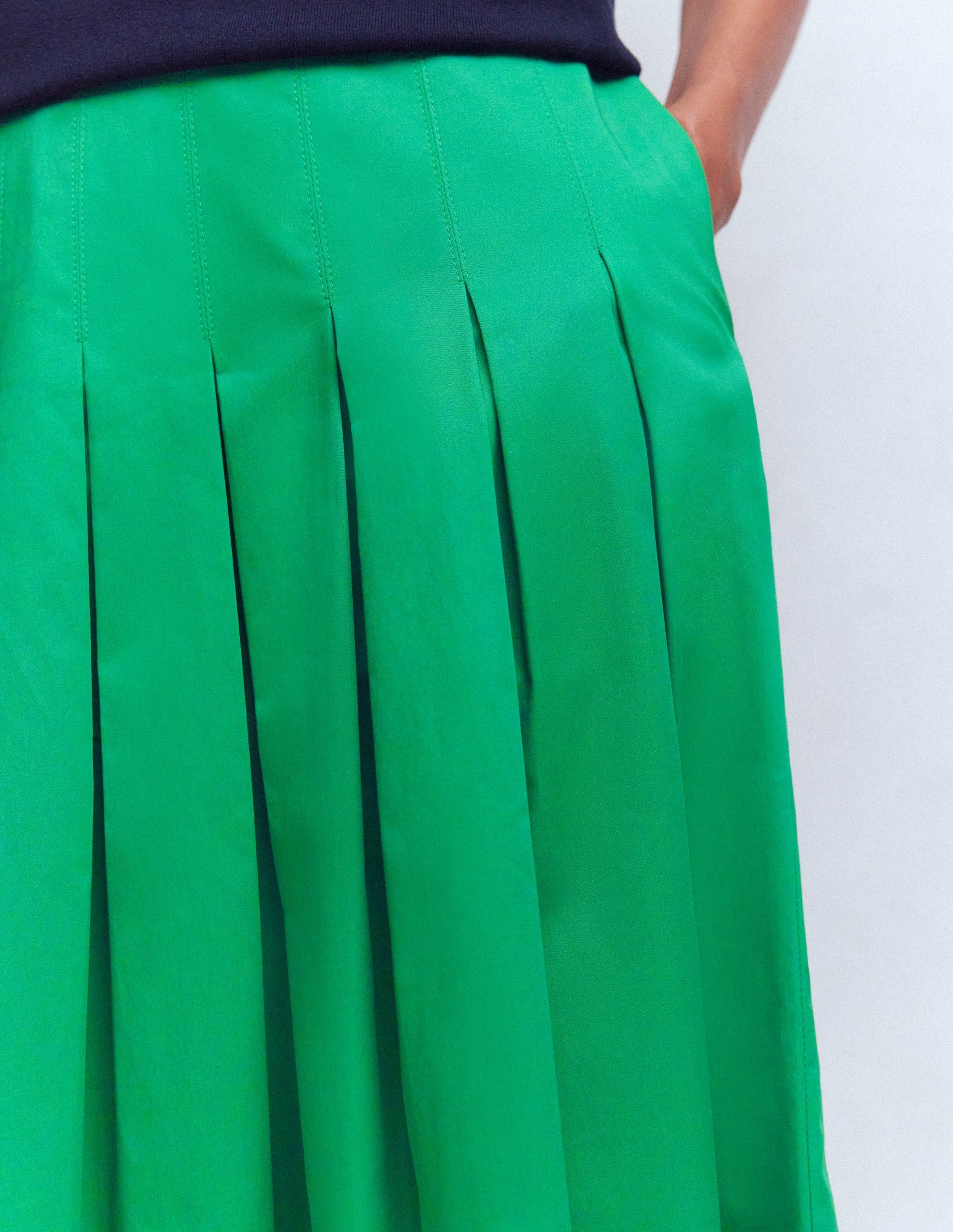 Valentina Cotton Sateen Skirt-Rich Emerald