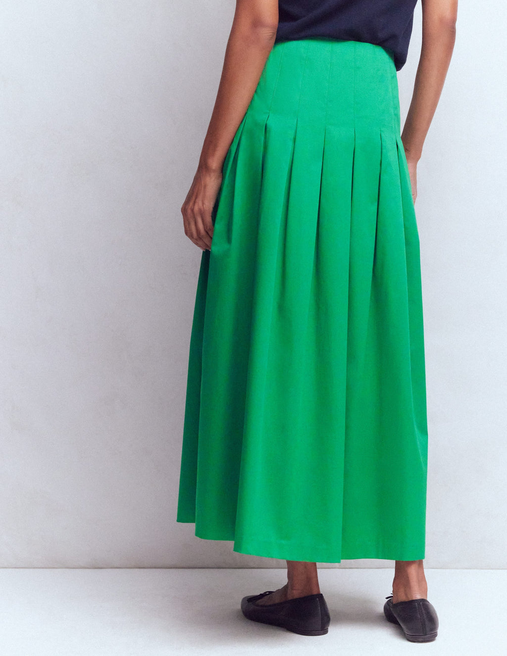 Valentina Cotton Sateen Skirt-Rich Emerald