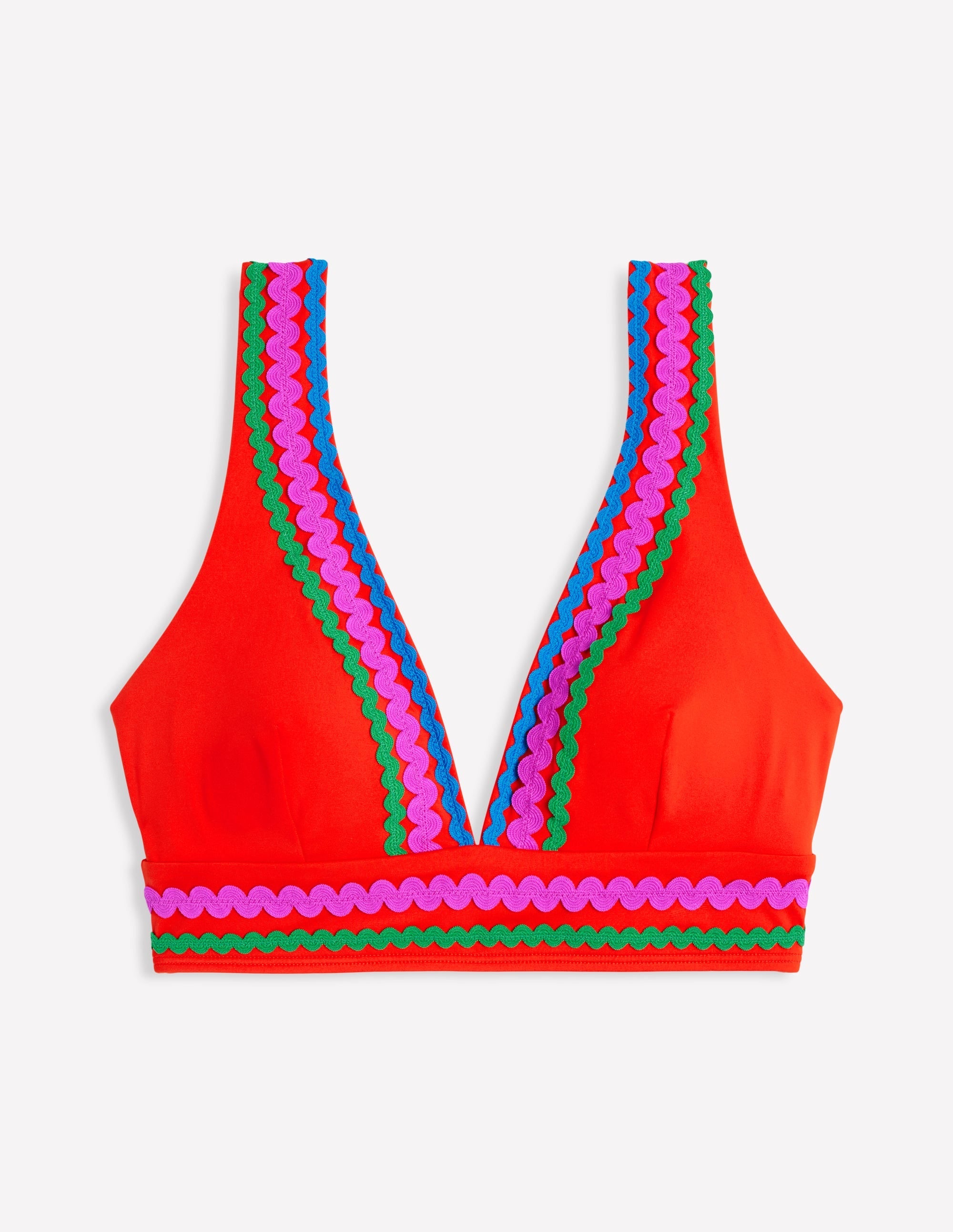 Porto V-neck Bikini Top-Fire Red Rik Rak