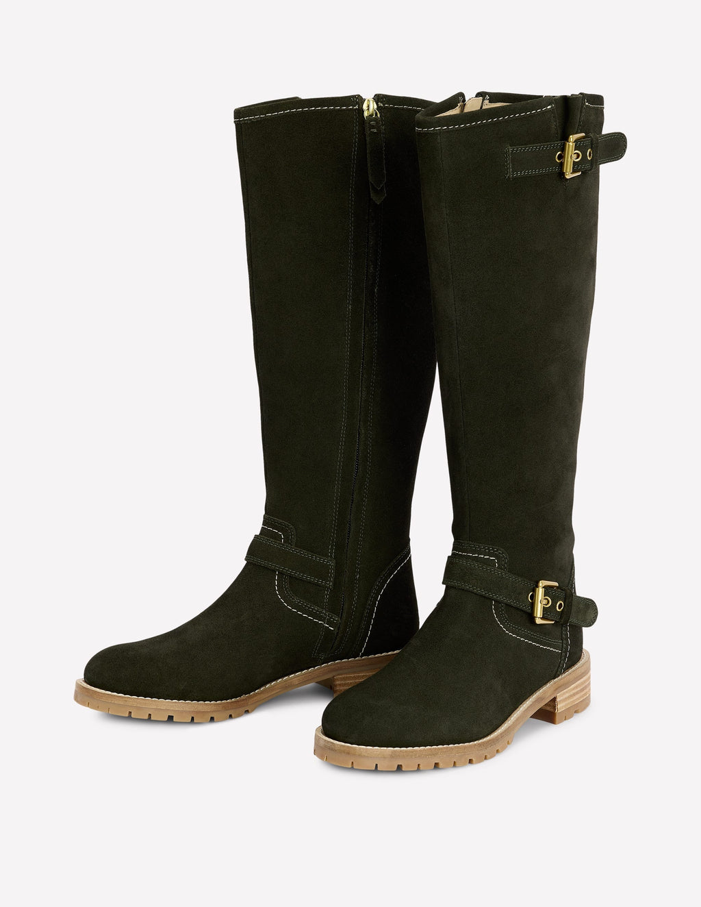 Buckle Knee High Boots-Woodland Green