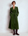 Ros Panelled Cord Midi Dress-Green Fir