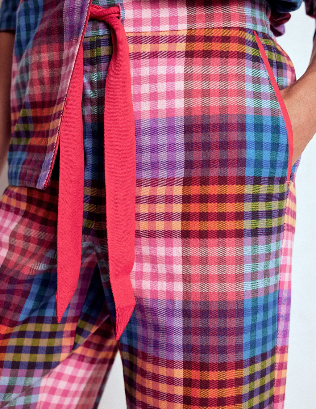 Brushed Cotton Pyjama Pants-Rainbow Blanket Multigingham