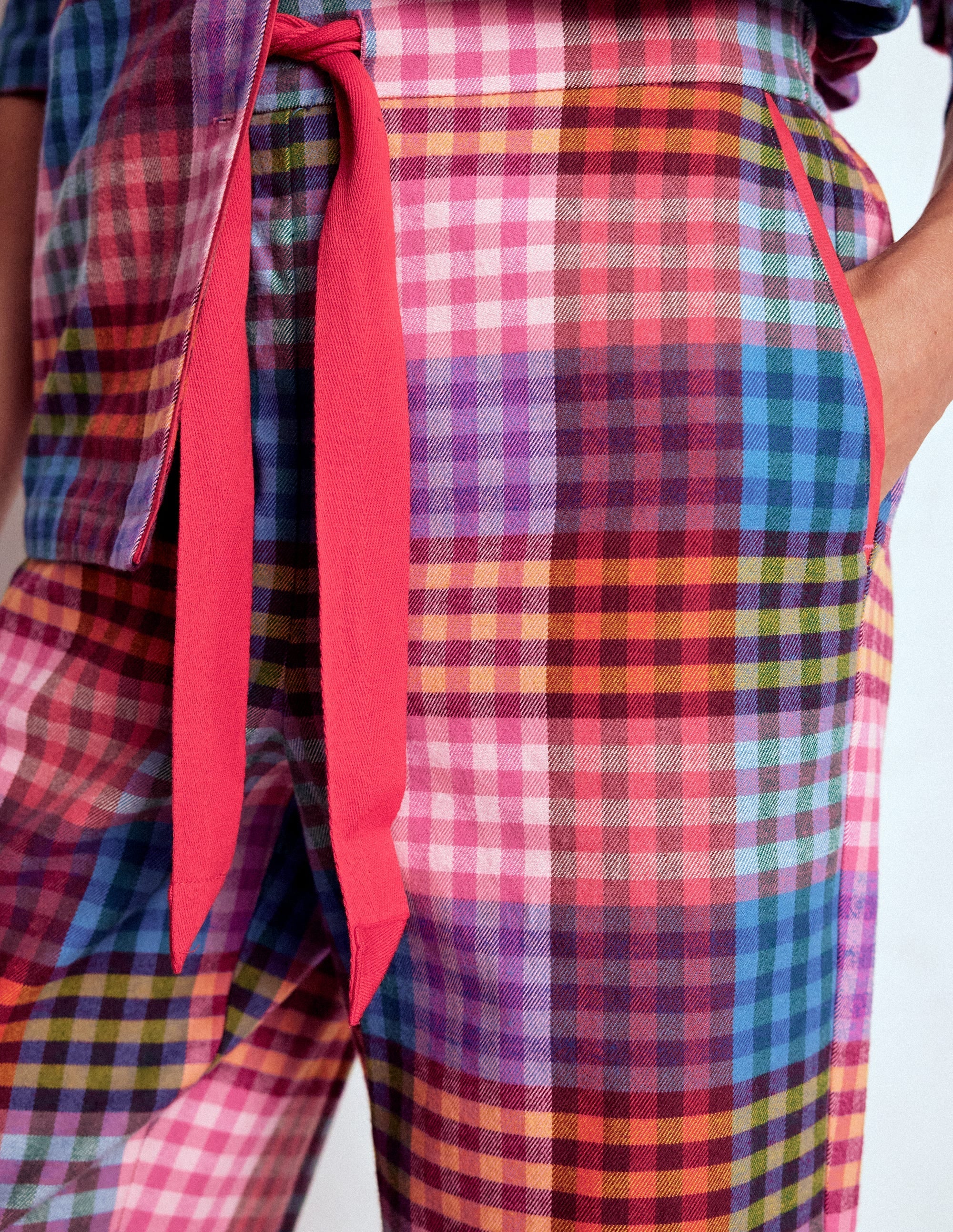 Brushed Cotton Pyjama Pants-Rainbow Blanket Multigingham