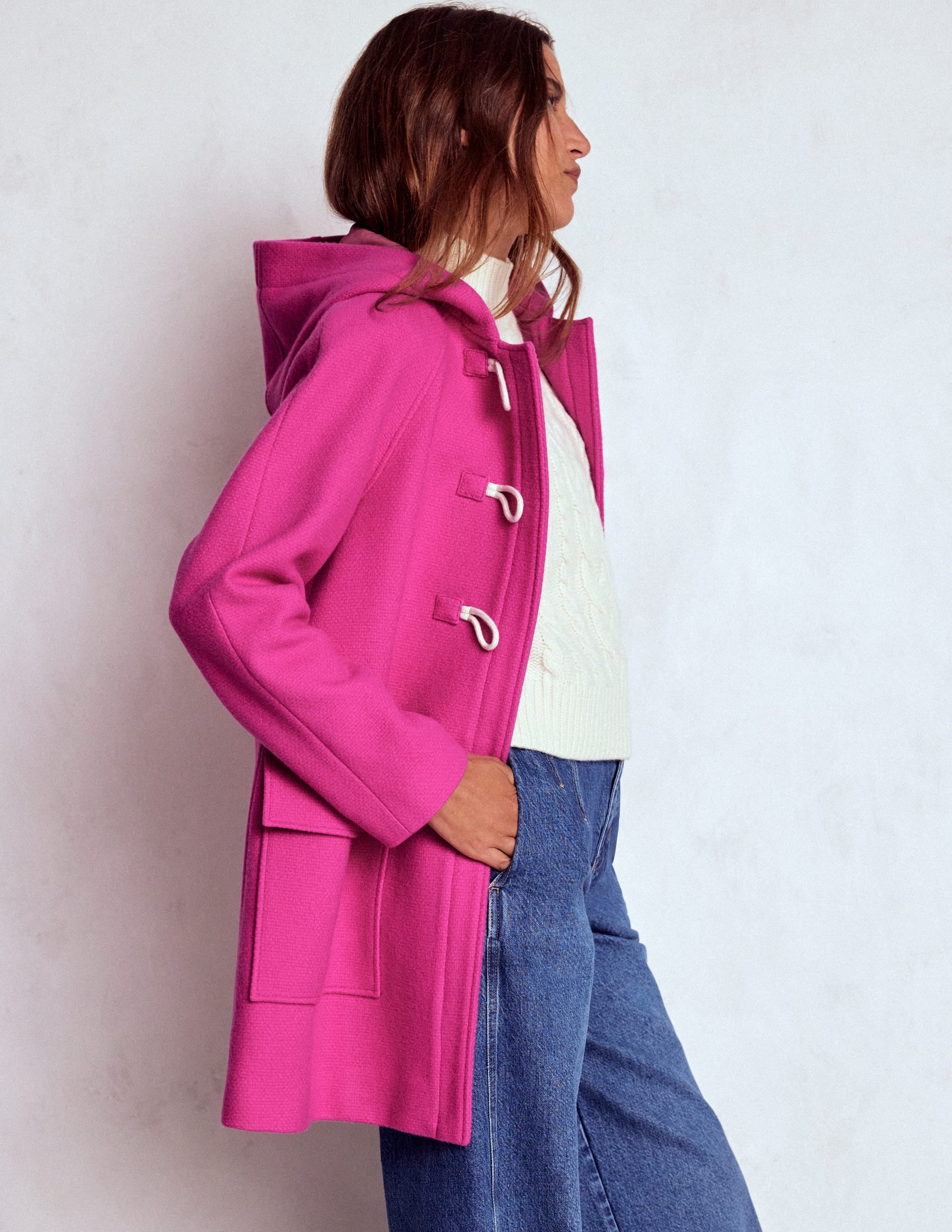 Swing Duffle Coat-Pink Peony