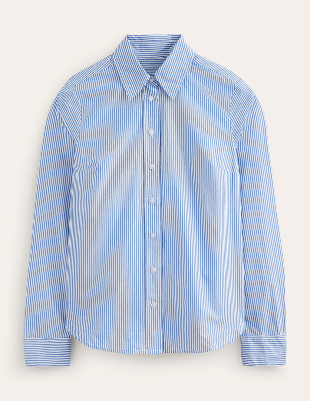 Sienna Cotton Shirt-Bright Blue Fine Stripe