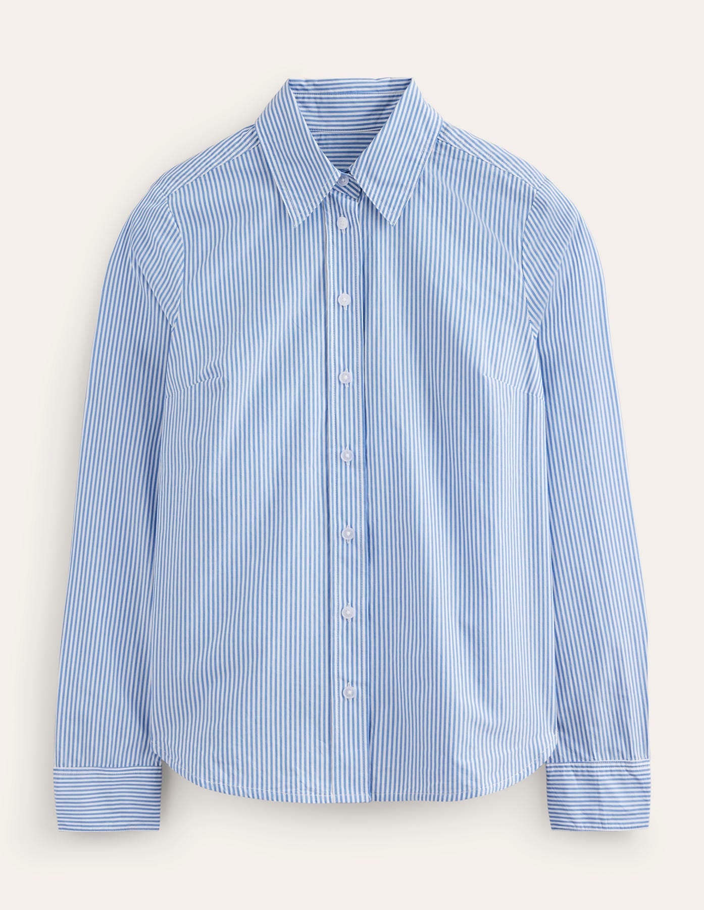 Sienna Cotton Shirt-Bright Blue Fine Stripe