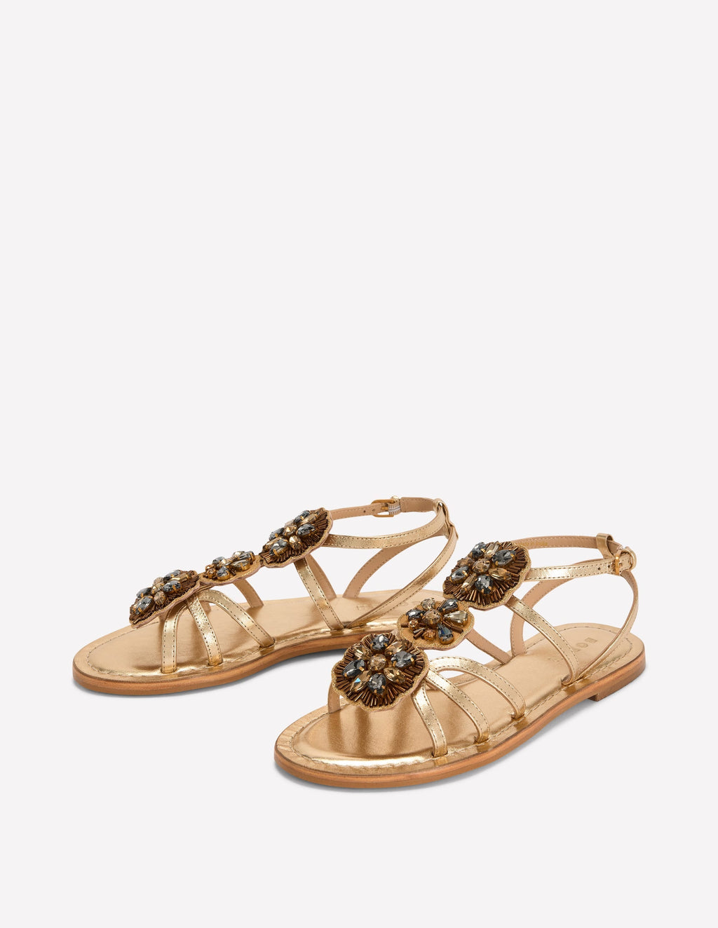 Crystal Flat Sandals-Gold