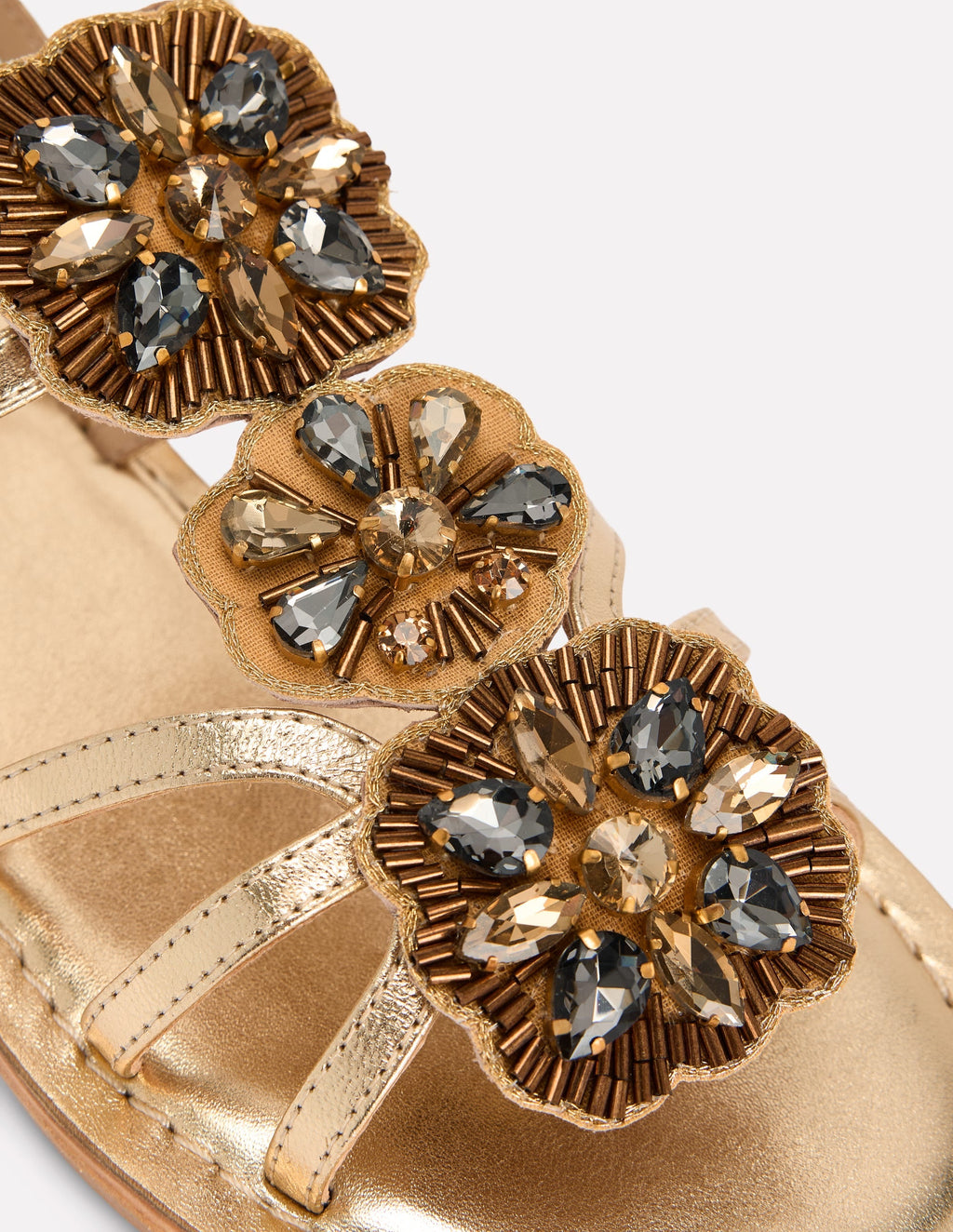 Crystal Flat Sandals-Gold
