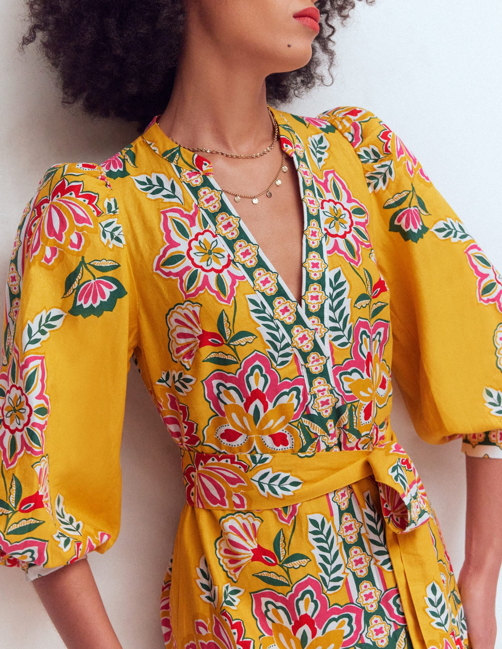 Octavia Linen Blend Dress-Yellow Blossom Elegance
