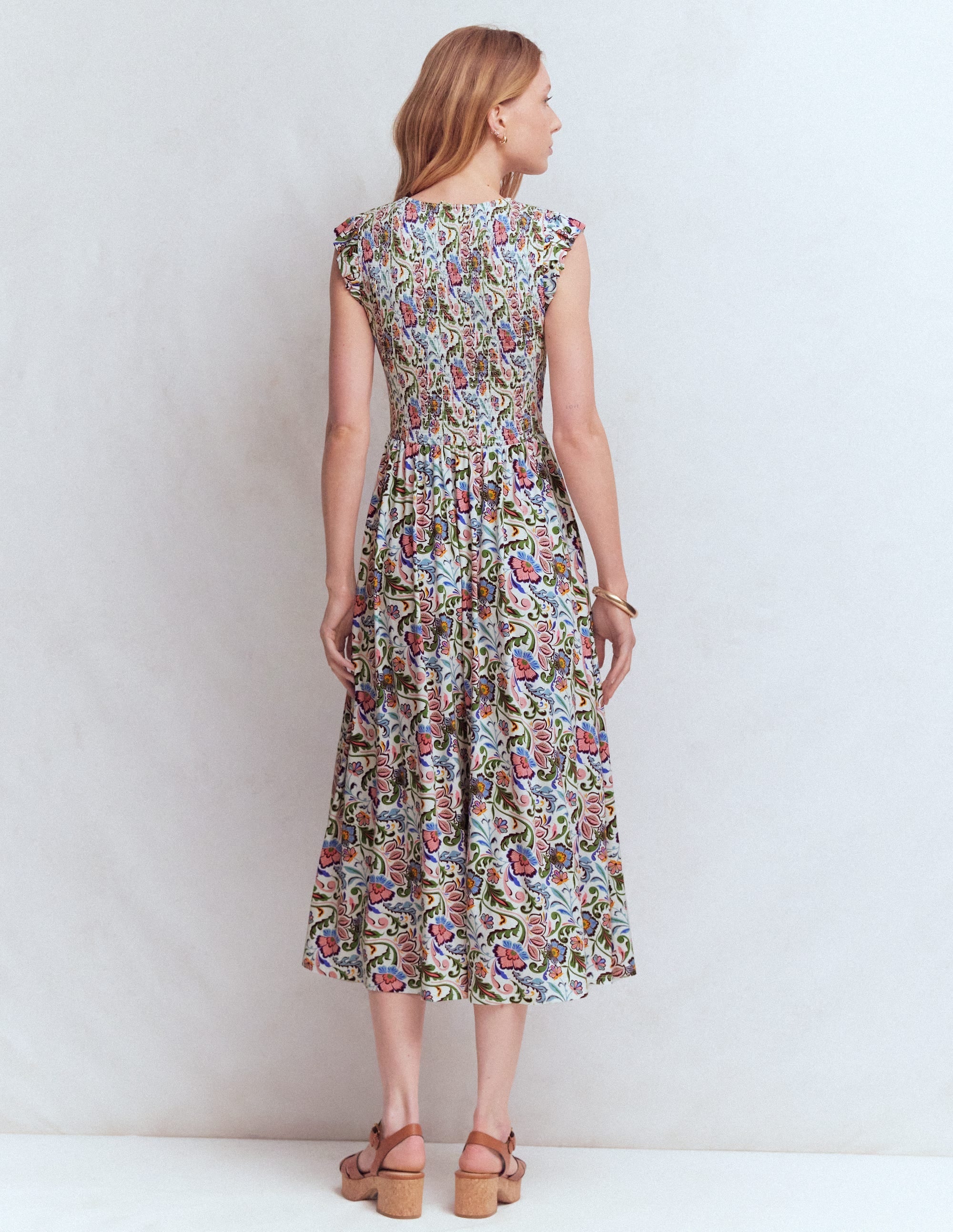 Smocked Jersey Midi Dress-Multi, Flourishing Meadow