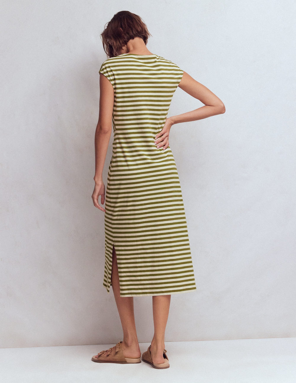 Delilah Twisted Midi Dress-Stripe
