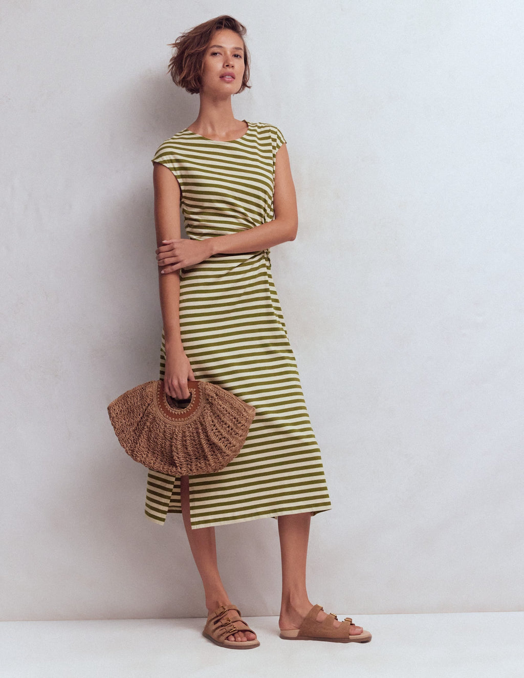 Delilah Twisted Midi Dress-Stripe