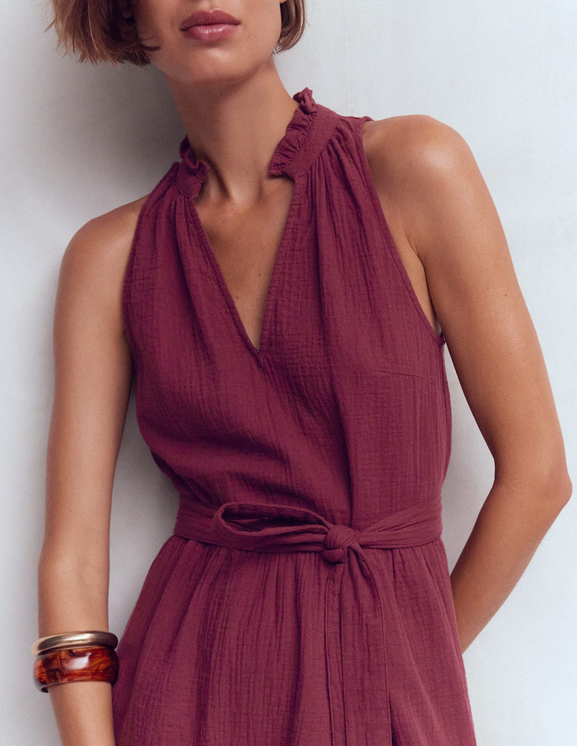 Viv Double Cloth Short Dress-Deep Wisteria