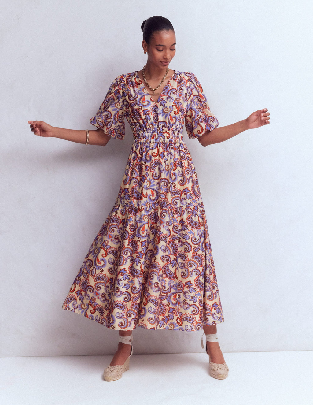 Irene Occasion Dress-Almond Milk, Paisley
