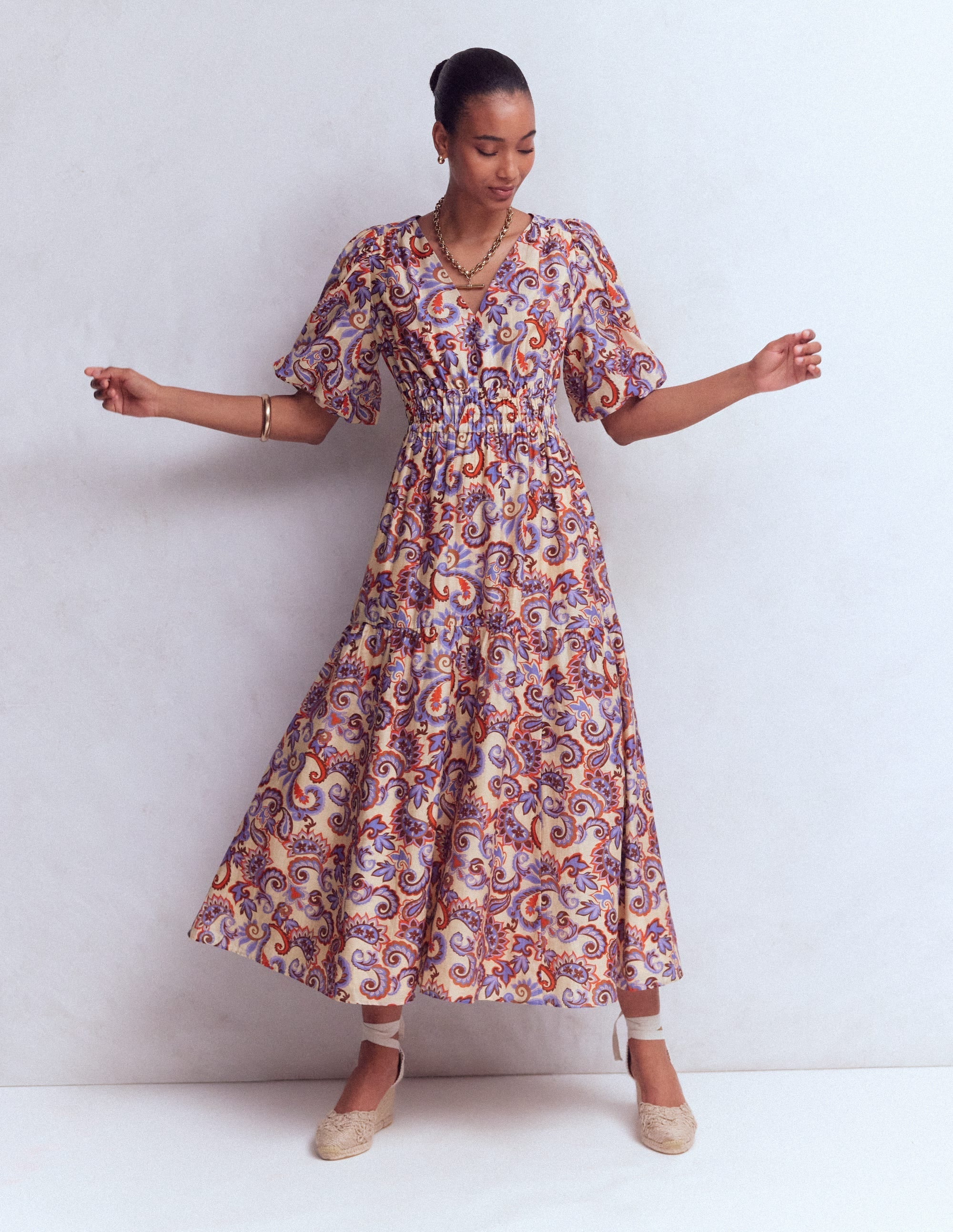 Irene Occasion Dress-Almond Milk, Paisley