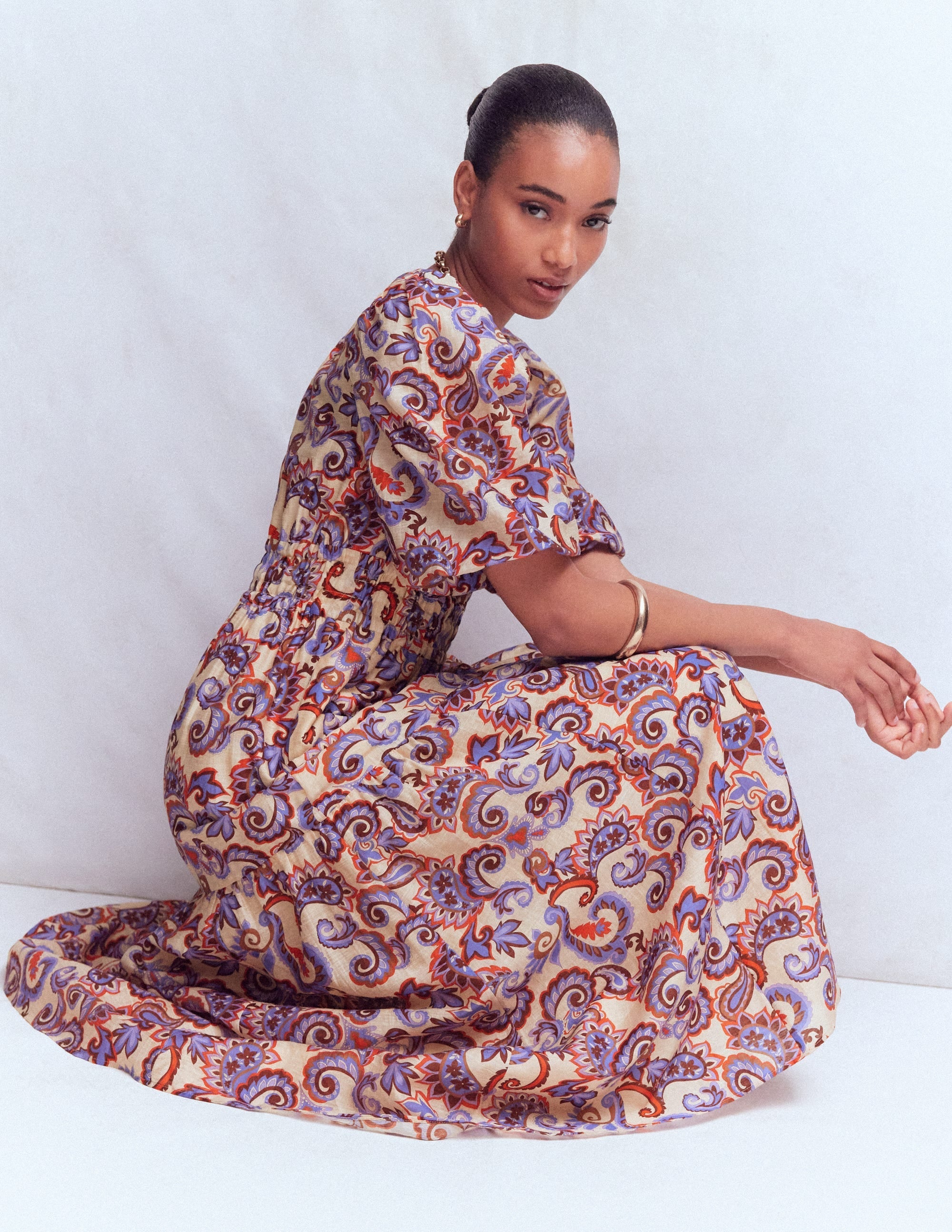 Irene Occasion Dress-Almond Milk, Paisley