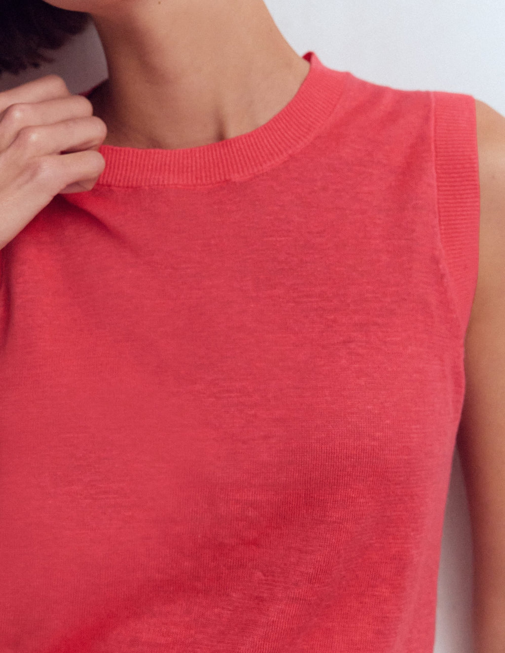 Agnes Linen Tank-Pink