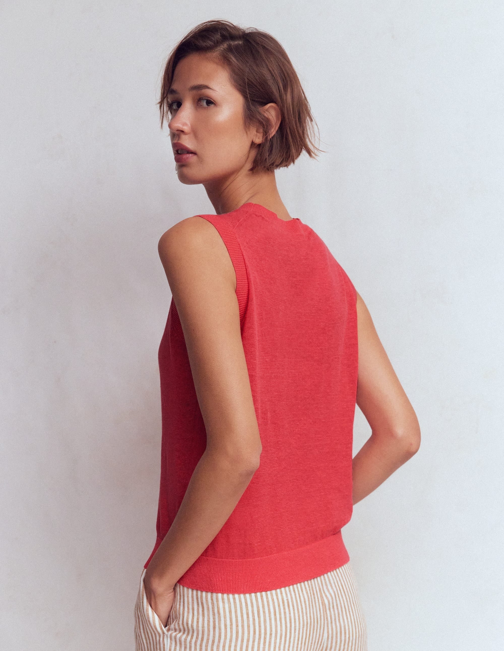 Agnes Linen Tank-Pink