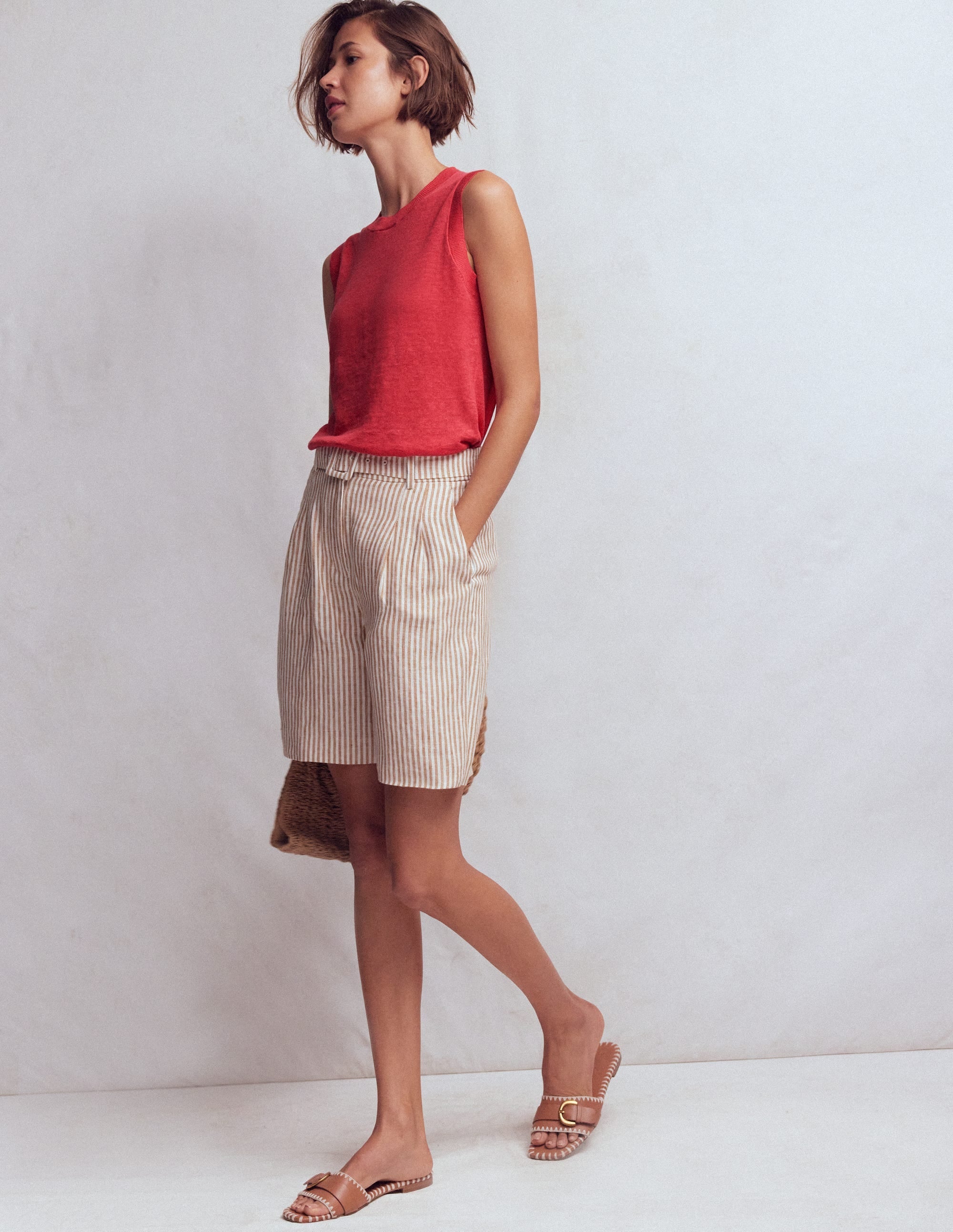 Agnes Linen Tank-Pink