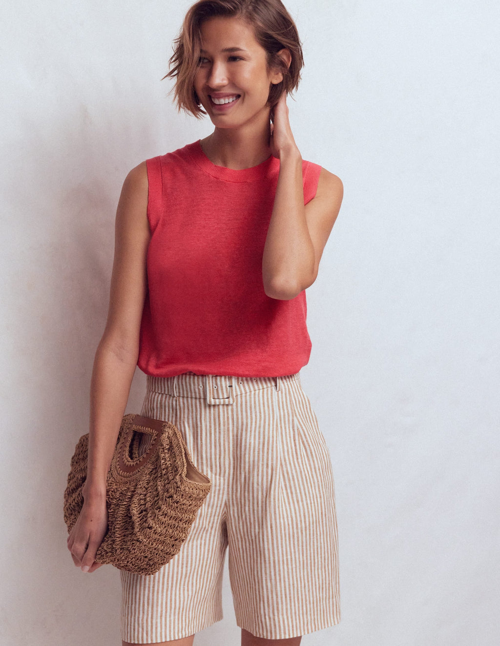 Agnes Linen Tank-Pink