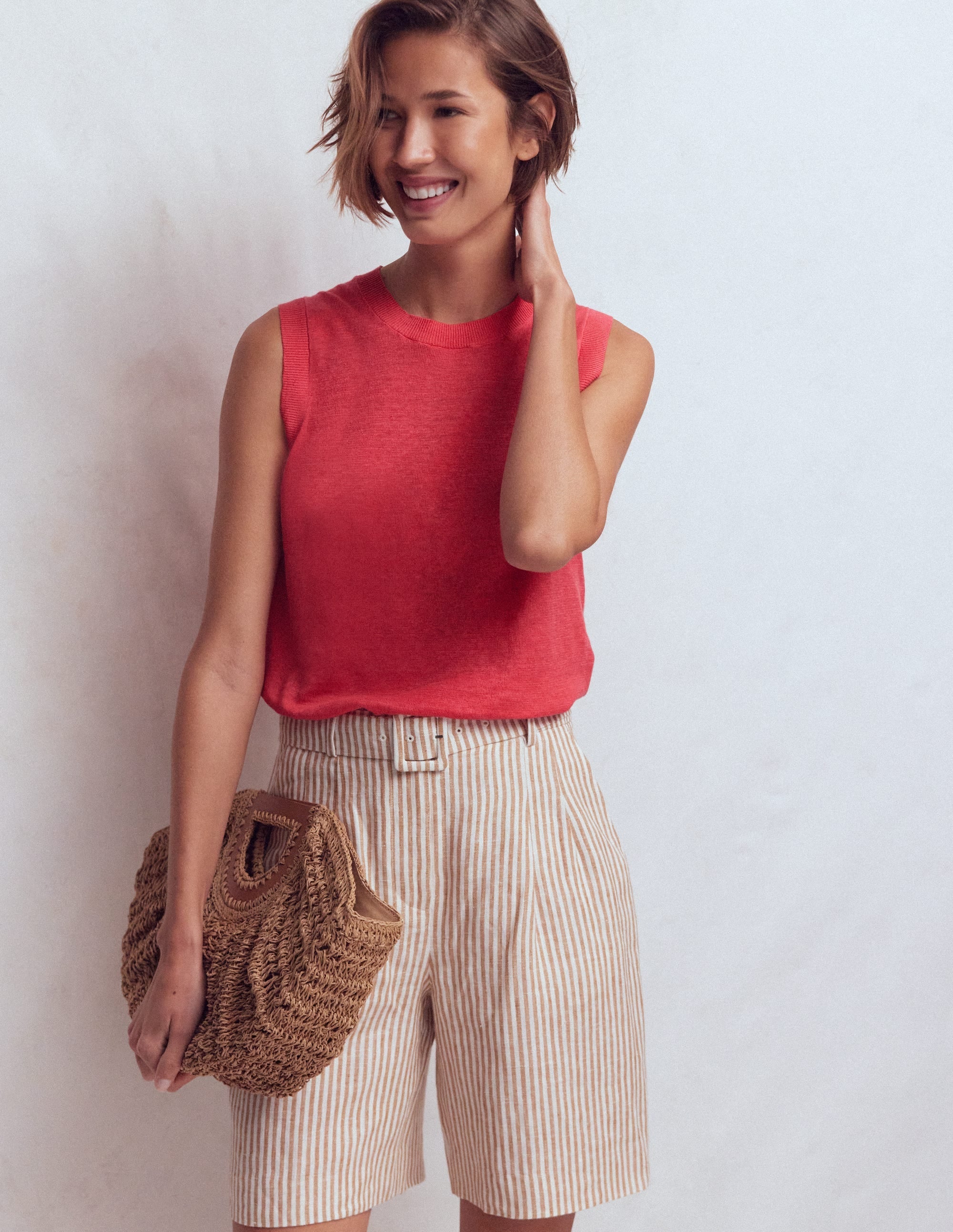 Agnes Linen Tank-Pink