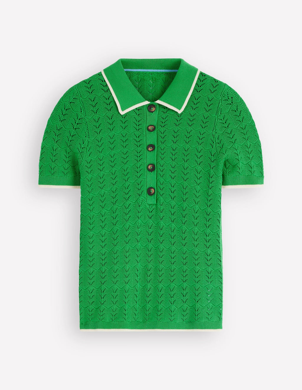Pointelle Henley T-shirt-Online Lime