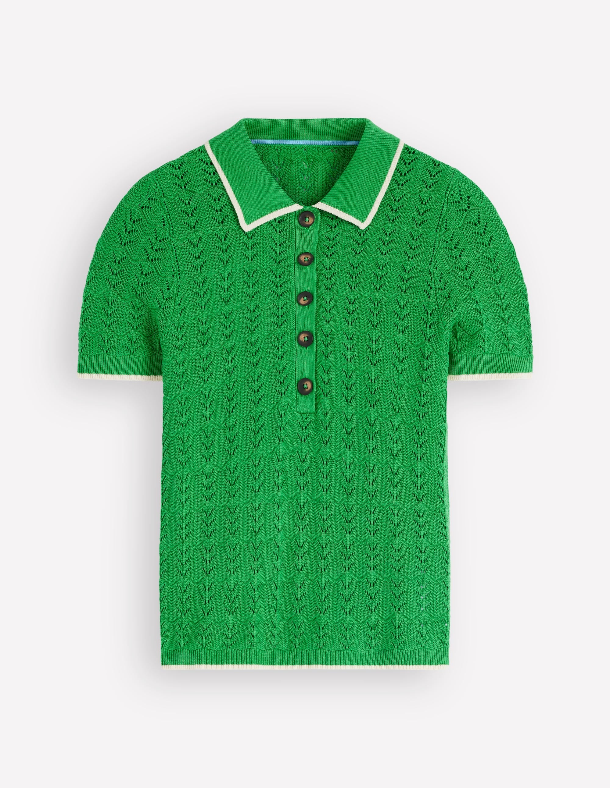 Pointelle Henley T-shirt-Online Lime