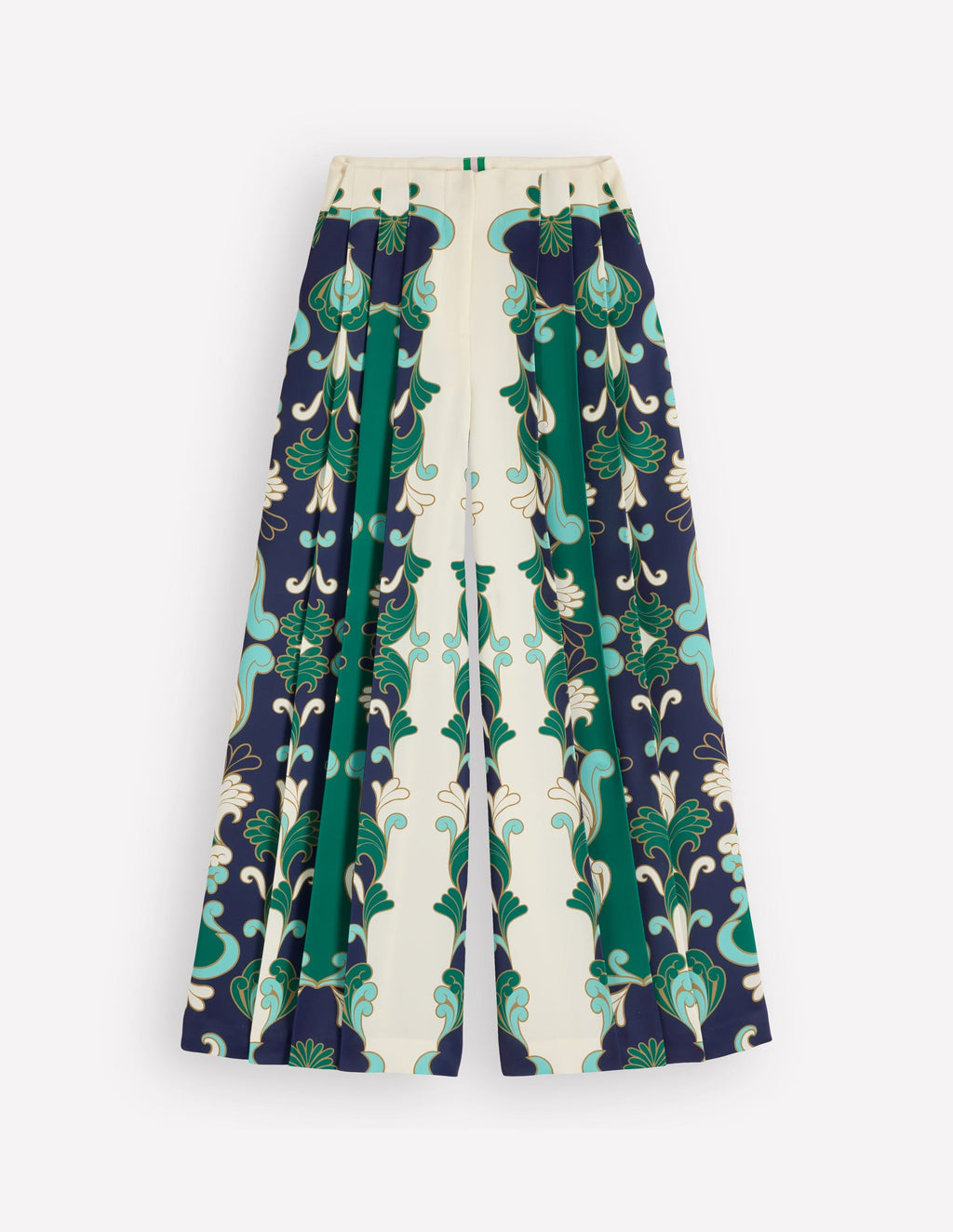 Regent Wide Leg Pants-Ivory, Foliage Whirl